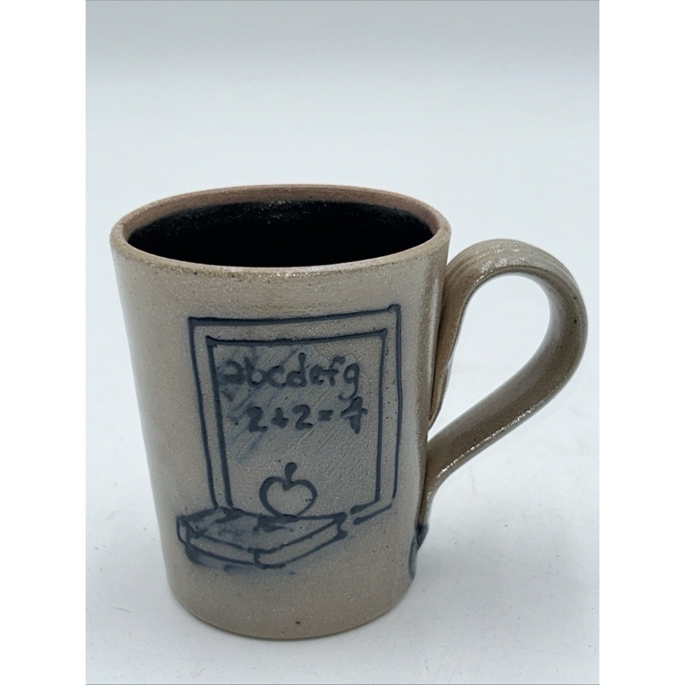 Vintage 1991 Rowe Pottery Works Salt Glazed Stoneware Coffee Mug School Teacher